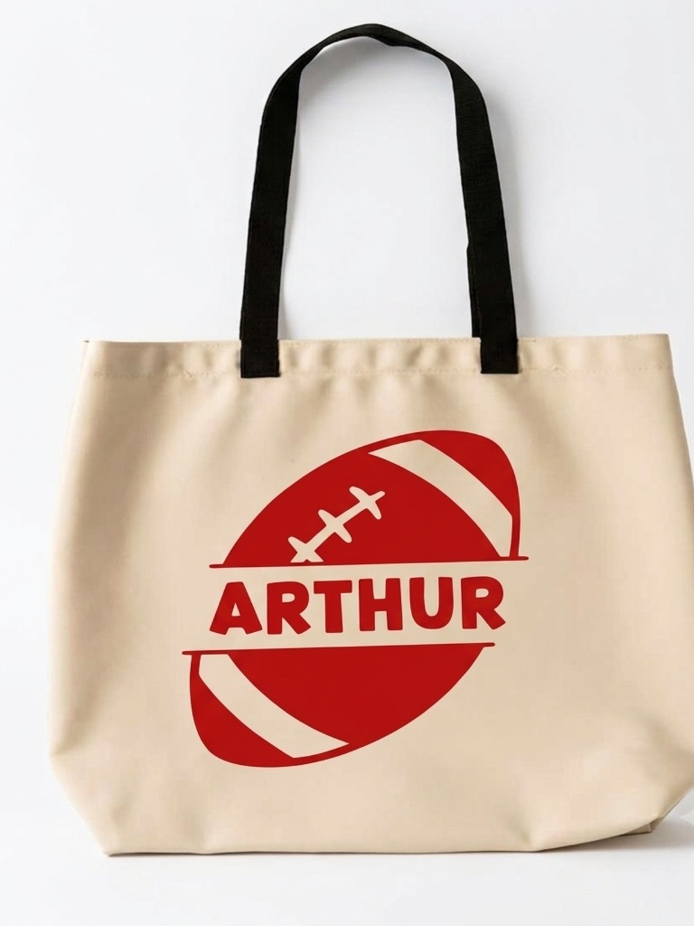 Personalized Red Football Tote Bag - boys Canvas Shoulder Bag